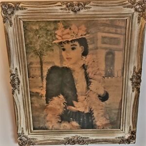Very Large Signed Jeffe HULDAH Vintage Intricatlely Carved Wood Framed Portrait